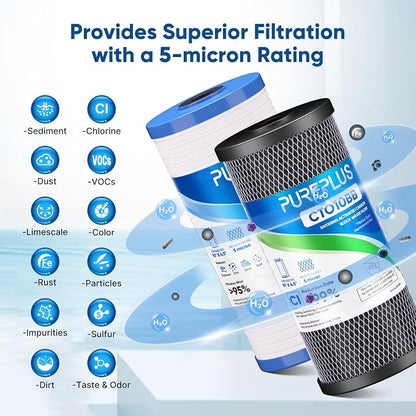PUREPLUS 5 Micron 4.5"x10" Whole House Water Filter Combo Kit - Image 4