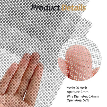 4 Pack 304 Wire Mesh Screen, 11.8"X8.2" Heat-Resisting Metal Mesh, 20 Mesh - Image 5
