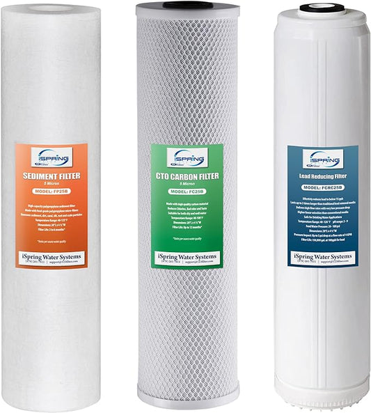 iSpring F3WGB32BPB 4.5” x 20” 3-Stage Whole House Water Filter Replacement Pack by iSpring