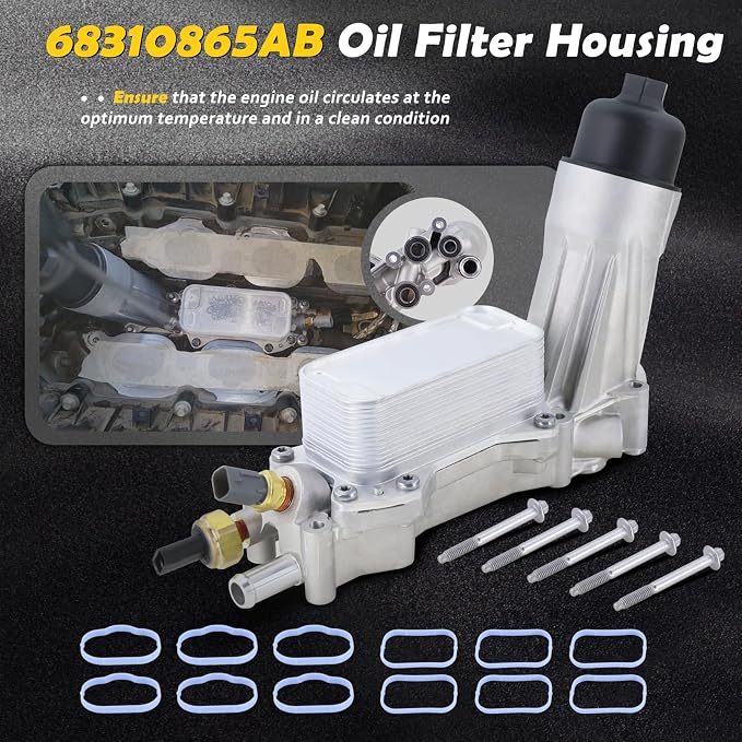 68310865AB Aluminum Engine Oil Cooler Oil Filter Housing Adapter Compatible - Image 2