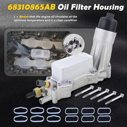 68310865AB Aluminum Engine Oil Cooler Oil Filter Housing Adapter Compatible - Image 2