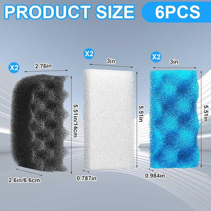 6 Pcs Aquarium Filters Bio Sponge Sets Compatible - Image 2