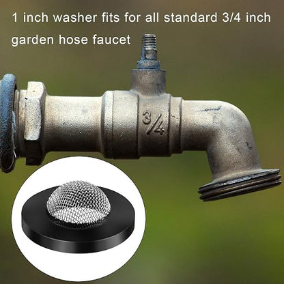20 Pcs Hose Washer with Screen Filter Washers Stainless Steel & Black Rubber - Image 7