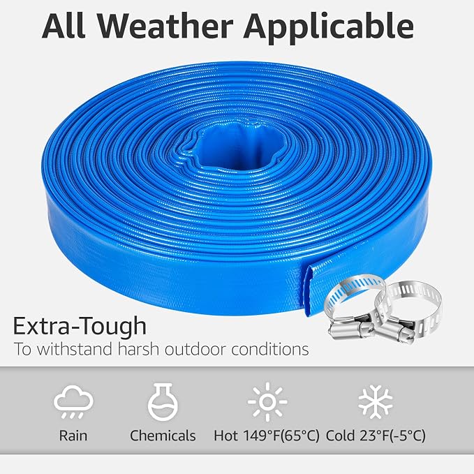 1.25" x 100 FT Pool Backwash Hose, Heavy Duty PVC Discharge Hose, Lay Flat - Image 5