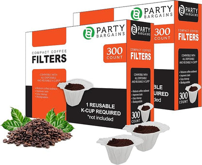 PARTY BARGAINS 600 Compact White Coffee Filter Liners – Disposable, Compatible by PARTYBARGAINS