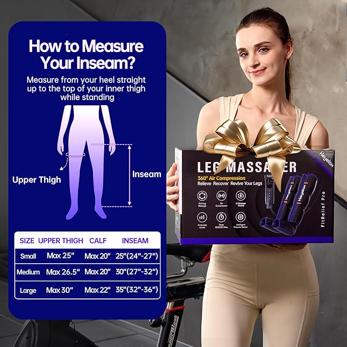 Heyelax Leg Compression Massager for Circulation and Pain Relief FSA, Recovery Boots Sleeve for Fast Therapy, Full Leg Massager as Ideal Gifts for Women Men(Large)