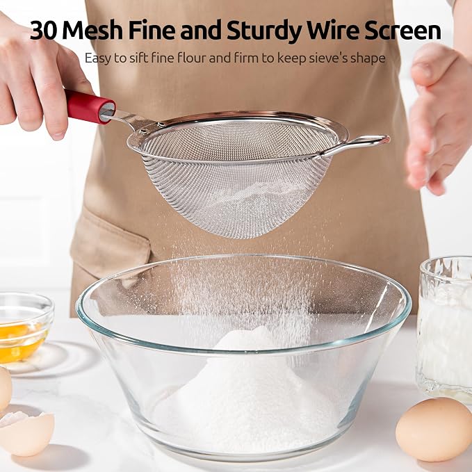 U-Taste Medium Fine Mesh Strainer: 18/8 Stainless Steel 4.73in 30 Mesh Kitchen - Image 5