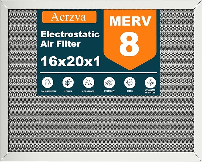16x20x1 Reusable Air Filter, MERV 8, Permanent Electrostatic Air Filter by Unknown