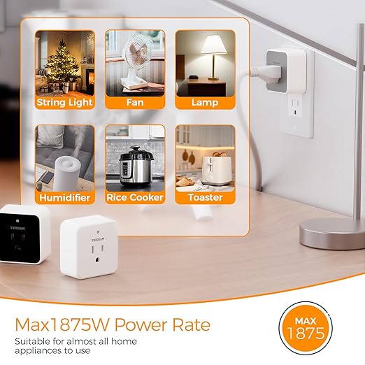 Remote Control Outlet, TESSAN 3 Pack Wireless Remote Light Switch, On Off Switch Plug for Lights, Lamps, Fans, Household Appliances, 100ft RF Range, 15A/1875W(3 Outlet)