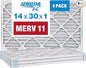 Aerostar 14x30x1 MERV 11 Pleated Air Filter, AC Furnace Air Filter, 4 Pack by AirFiltersDelivered