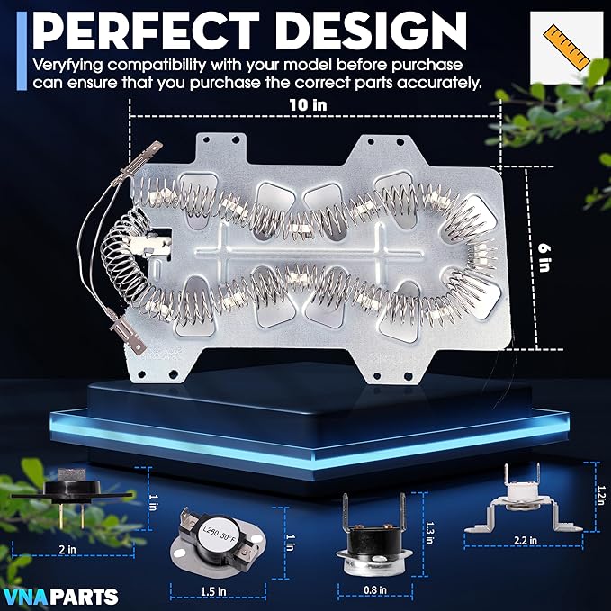 DV42H5200EP A3 DV42H5200EF A3 DV5451AEW XAA DV40J3000EW A2 DVE50R5400V A3 DV219AEW XAA Dryer Heating Element And Thermostat Replaces For Samsung DV395ETPASU A1 DV448AEP XAA DV350AEW XAA DV330AEB XAA