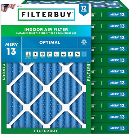 Filterbuy 13x20x2 Air Filter MERV 13 Optimal Smoke & Allergy Defense, by Filterbuy