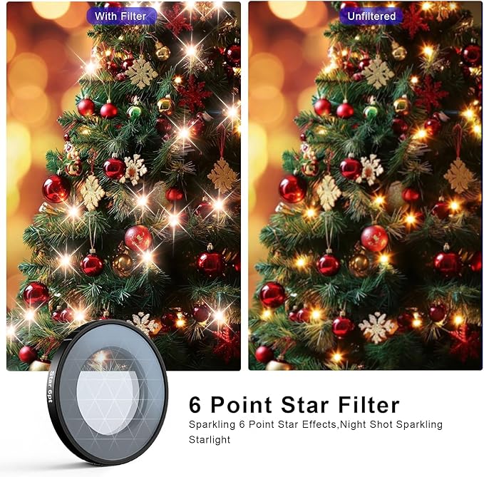 Haoge Star Filter for Insta360 GO Ultra, 6 Points Starlight Twinkle Starburst - Image 2