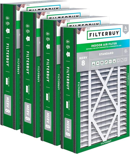 Filterbuy 16x25x3 Air Filter MERV 8 Essential Dust & Allergy Defense, by Filterbuy