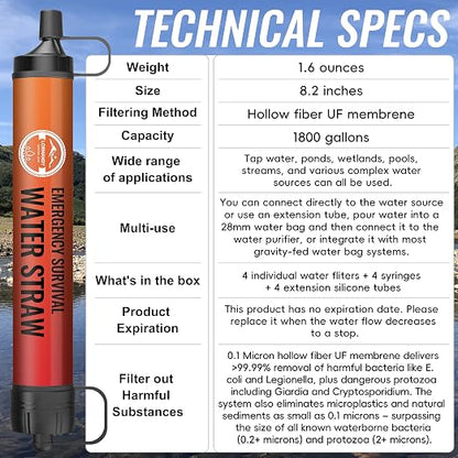 Water Filter Straw, Emergency Water Filtration System, Personal Water Purifier - Image 4