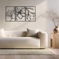 Wita Home Poppy Flower Metal Wall Art, 3-Panel Botanical Line Design, Modern Floral Wall Decor for Living Room, Bedroom, Office, Indoor & Outdoor Display (32×16 inches)