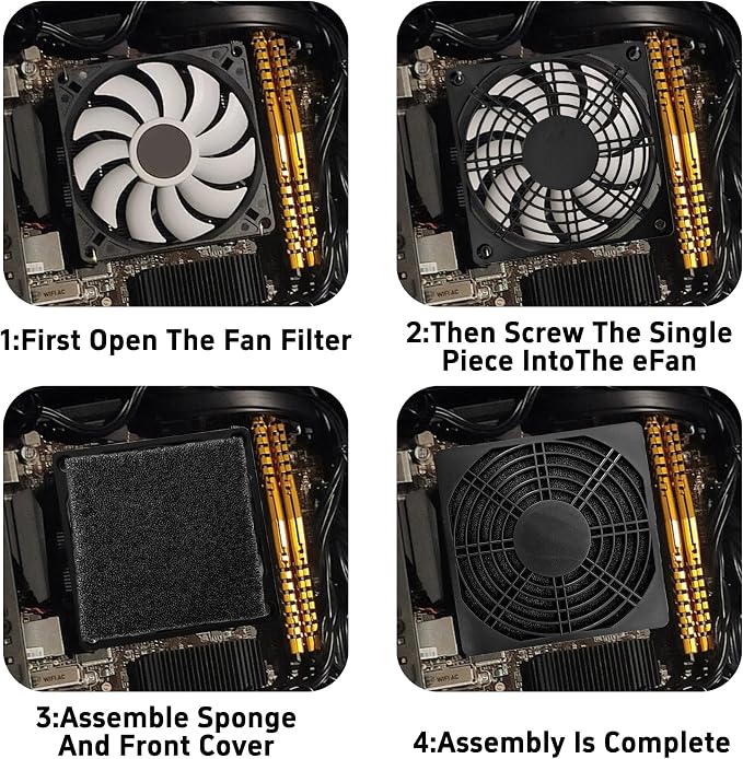 4Pcs 120mm Cooling Fan Filter, Plastic Dustproof Mesh Cover - Image 6
