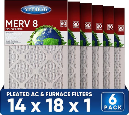14x18x1 MERV 8 Air Filters 6-Pack – 13.7" x 17.7" x 0.75" – HVAC, AC & Furnace by Unknown