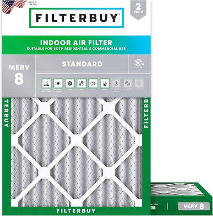 Filterbuy 30x32x2 Air Filter MERV 8 Essential Dust & Allergy Defense, by Filterbuy