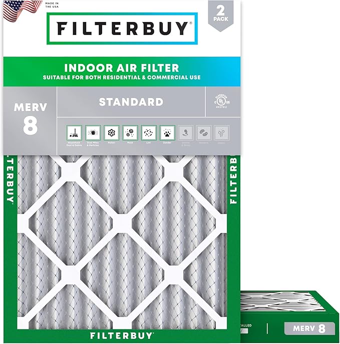 Filterbuy 24x30x2 Air Filter MERV 8 Essential Dust & Allergy Defense, by Filterbuy