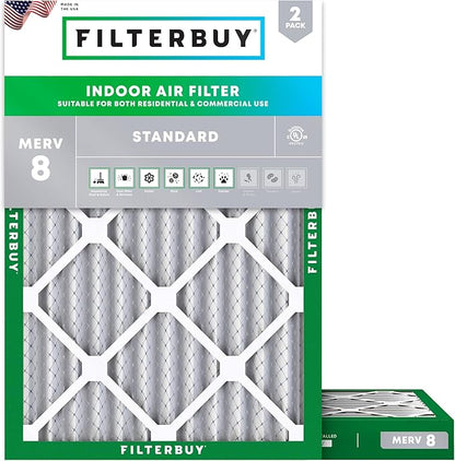 Filterbuy 24x30x2 Air Filter MERV 8 Essential Dust & Allergy Defense, by Filterbuy