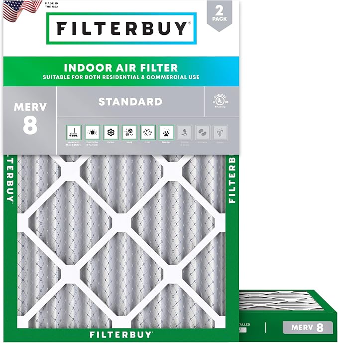 Filterbuy 10x17x2 Air Filter MERV 8 Essential Dust & Allergy Defense, by Filterbuy
