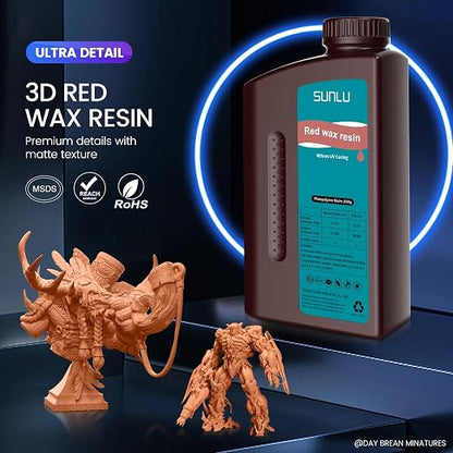 SUNLU 10K Red Wax 3D Printer Resin, High Precision 405nm UV-Curing Resin - Image 4