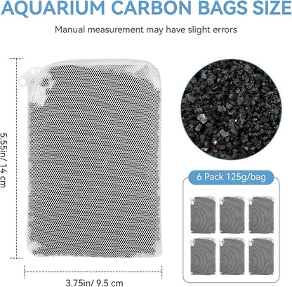 6 Pack Aquarium Activated Carbon Bags, Chemical Aquarium Filter Media, - Image 2