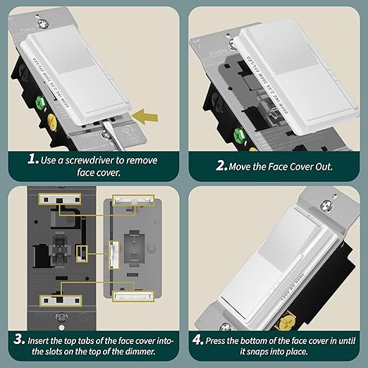 TOPGREENER Dimmer Light Switch, LED Slide Dimmer Switch,for 300W Dimmable LED/CFL Lights and 600W INC/HAL Bulbs, Single Pole/3-Way, Wall Plate Included, UL Listed, White, 5 Pack