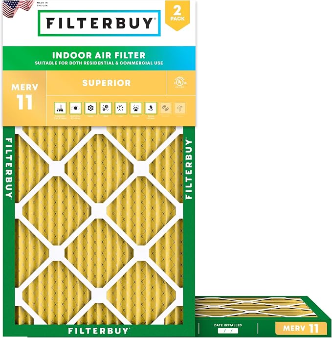 Filterbuy 8x20x1 Air Filter MERV 11 Superior Pet & Allergy Defense, by Filterbuy