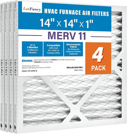 LotFancy 14x14x1 Air Filter MERV 11 4-Pack, Electrostatic Pleated AC Furnace - Image 9