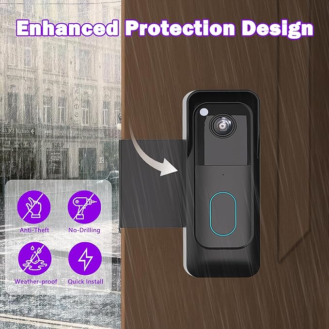 Blink Doorbell Mount (2nd Gen/Newest Model), 90° Adjustable, Anti-Theft, No-Drill Mount for Blink Video Doorbell, Not Block Doorbell Motion Sensor, Easy to Install, Fit for Blink Doorbell Camera