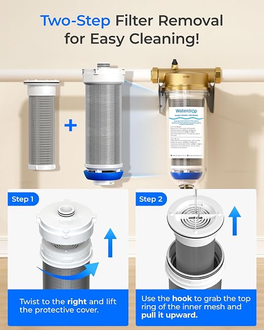 Waterdrop Mega Spin Down Sediment Filter, Upgraded Reusable Backwash Whole - Image 2