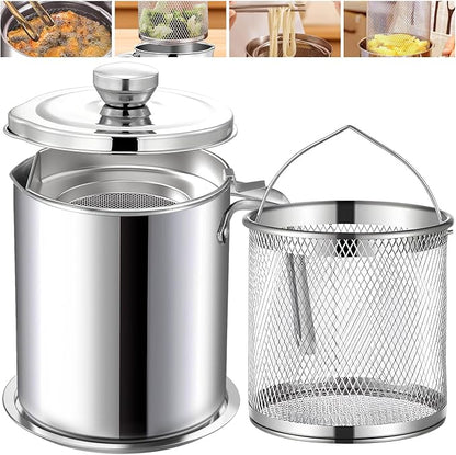 Chihee Grease Container Deep Fryer 2 in 1 Stainless Steel Bacon Grease Saver by Chihee