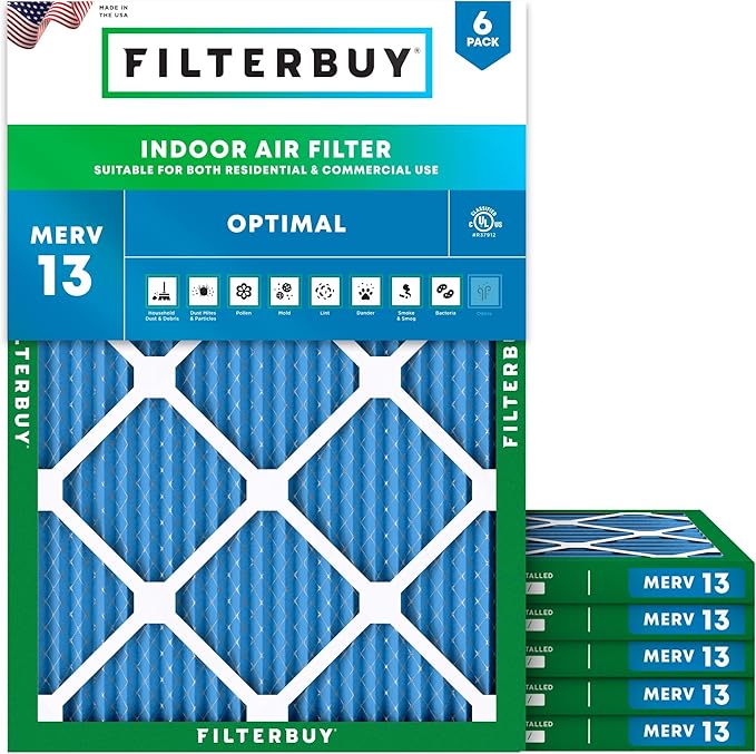 Filterbuy 18x21x1 Air Filter MERV 13 Optimal Smoke & Allergy Defense, by Filterbuy