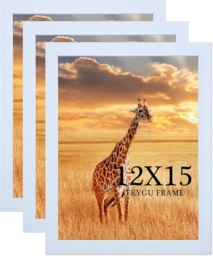 TKYGU 12x15 Picture Frame white set of 3,Wooden Frame 15x12 Wall Gallery Poster Photo frame with Durable Shatter Resistant Plexiglass for Wall Mounting Family -friend- wedding best gift