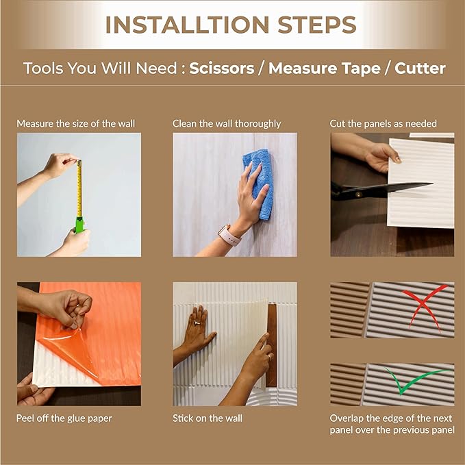 From Plain To Beautiful In Hours 9002 Arc Swell PVC 12 in x 12 in Peel and Stick Wall Panels (Covers / 10 sq.ft), Brown Candy, 10 Piece