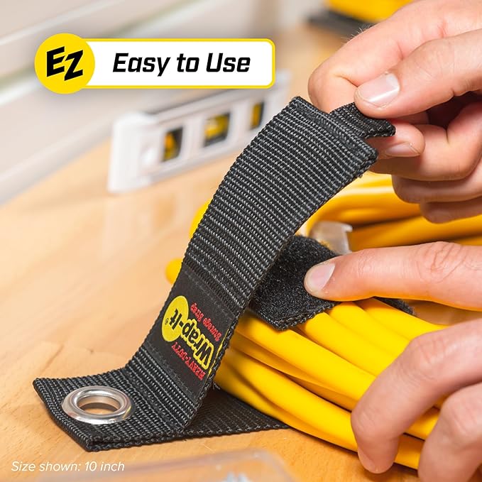 Heavy-Duty Wrap-It Storage Straps, Assorted 9 Pack - Hook and Loop Extension Cord Organizer Hanger, Cord Wrap Keeper, Cable Straps for Cords, Hoses, Rope, RV, Boat and Garage Storage and Organization
