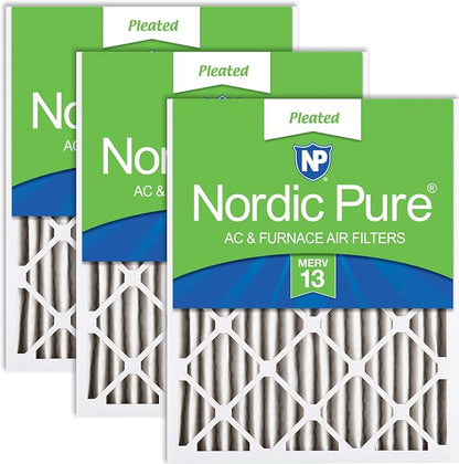 Nordic Pure 16x20x2 Pleated MERV 13 Air Filters 3 Pack by NordicPure