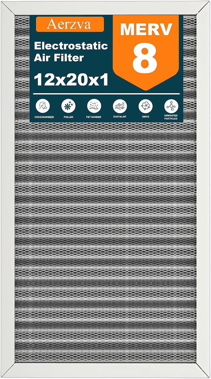 12x20x1 Reusable Air Filter, MERV 8, Permanent Electrostatic Air Filter by Unknown