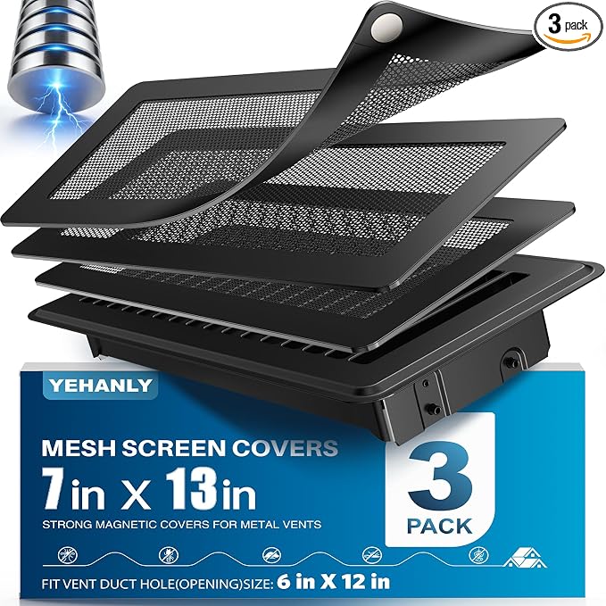 Magnetic Vent Covers with Vent Screen 7x13 Inch, Ceiling Air Vents to Block Dust by YEHANLY