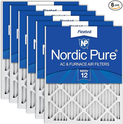 Nordic Pure 18x25x1 Pleated MERV 12 Air Filters 6 Pack by NordicPure