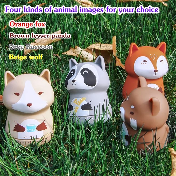 NUOSWEK Mechanical Kitchen Timer, Cute Animal Wind Up 60 Minutes Manual Countdown for Kids, Classroom, Home, Study and Cooking (Orange Fox)