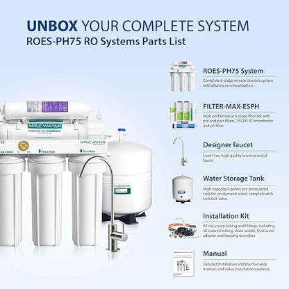 APEC Water Systems ROES-PH75 Essence Series Top Tier Alkaline Mineral pH+ 75 - Image 9
