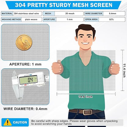 Valchoose 1 Piece Woven 304 Stainless Steel Mesh 14.6" X11.4", Hard & Never - Image 4