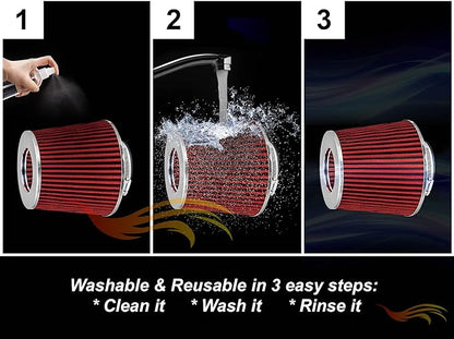 RED 6" 152 mm Inlet Short Truck Air Cone Replacement Performance Washable - Image 5