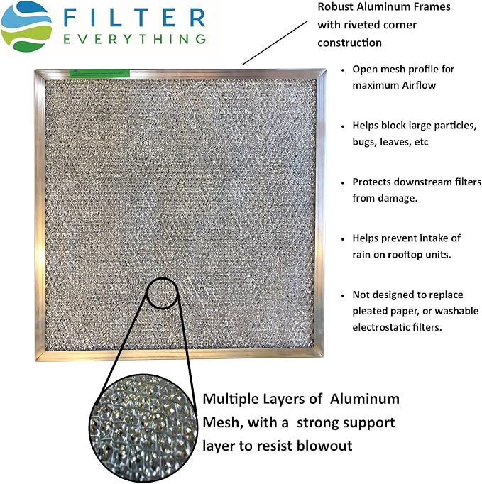 Filter Everything Washable Aluminum Air Filter – 24 x 24 x 1 7/8 – Permanent - Image 2