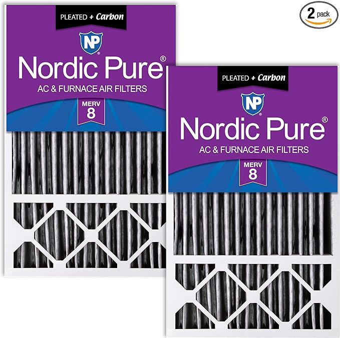 Nordic Pure 16x25x5 Honeywell Replacement Air Filters MERV 8 Plus Carbon 2 Pack by NordicPure