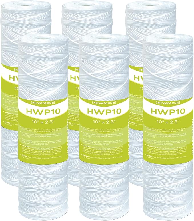 20 Micron Whole House Water Filter Cartridge, String Wound Sediment Filters by MewMore