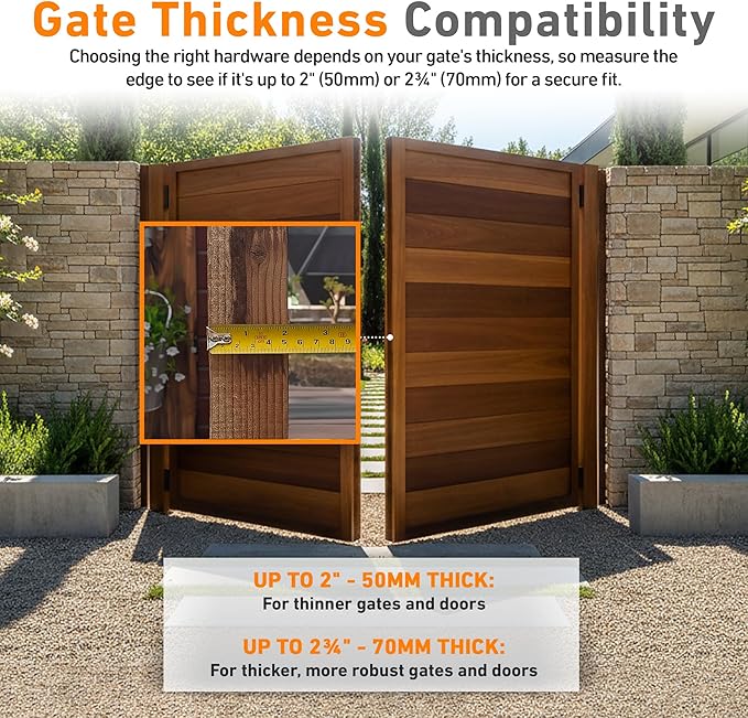 GateMate Long Throw Gate Lock 1490096, Euro Profile Keyed Both Sides Gate Lock for Sheds, Gates & Garage Doors, 316 Stainless Steel, for Wooden Gates & Doors Up to 2 ¾” Thick (70mm), Black, 5 Keys